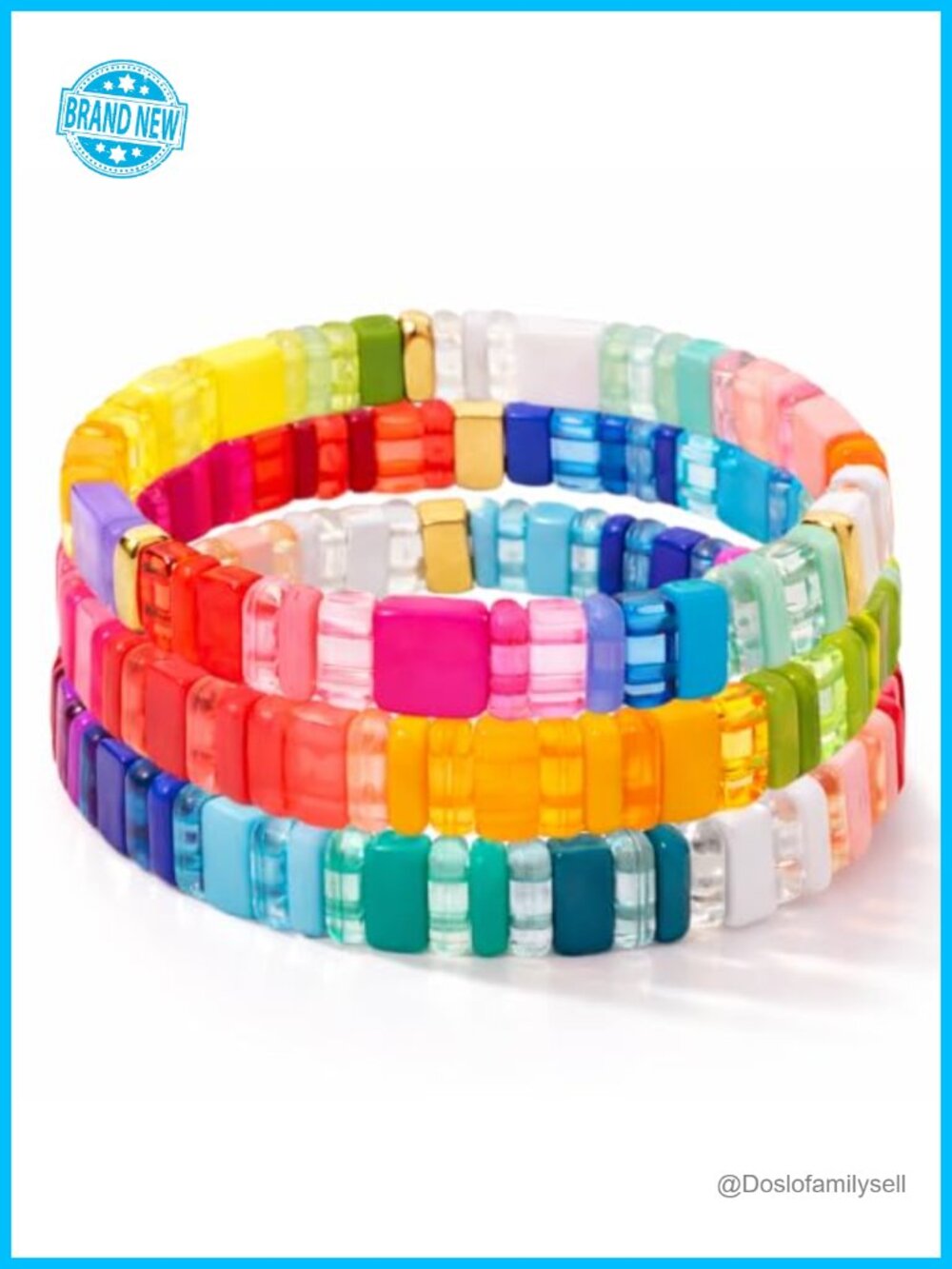 Stretch Enamel Beaded Bracelet Stack 3-Piece Set